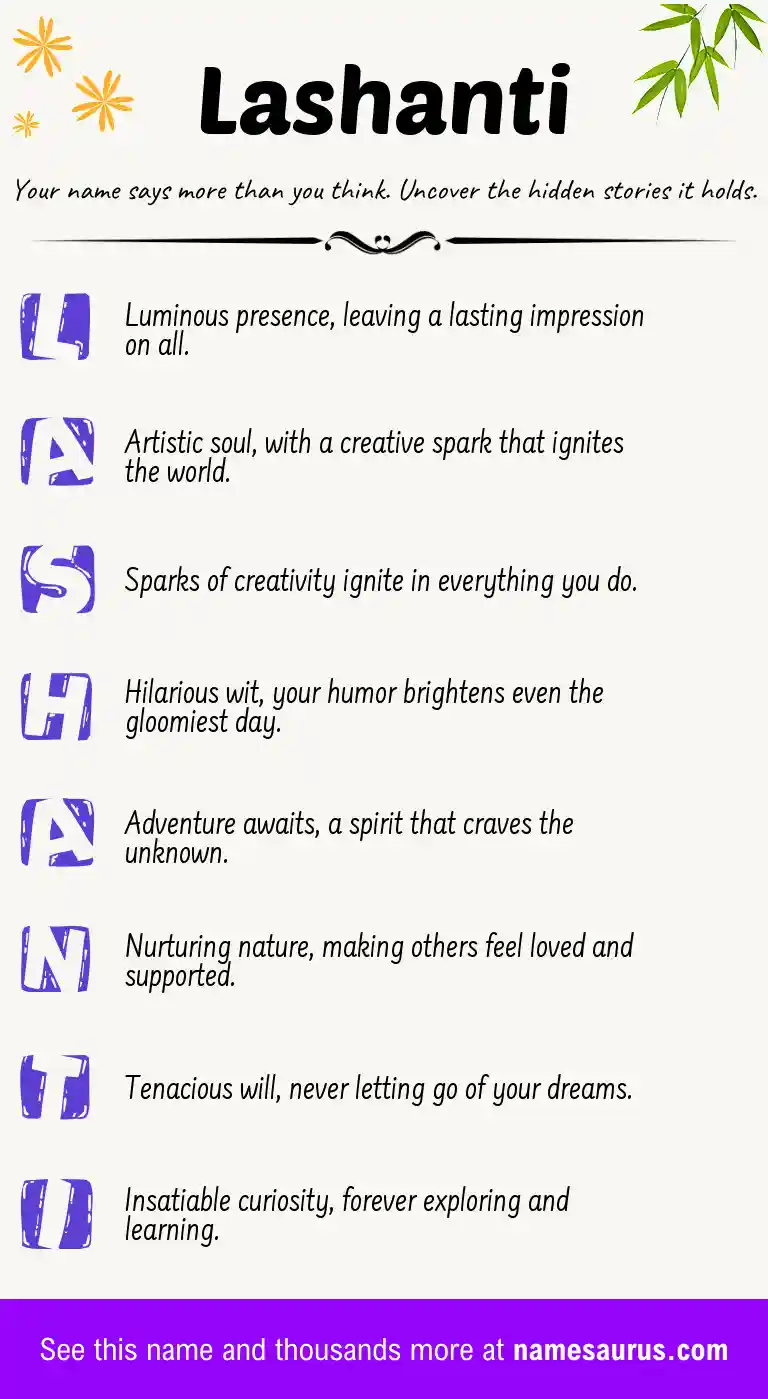 Acrostic poem about Lashanti.