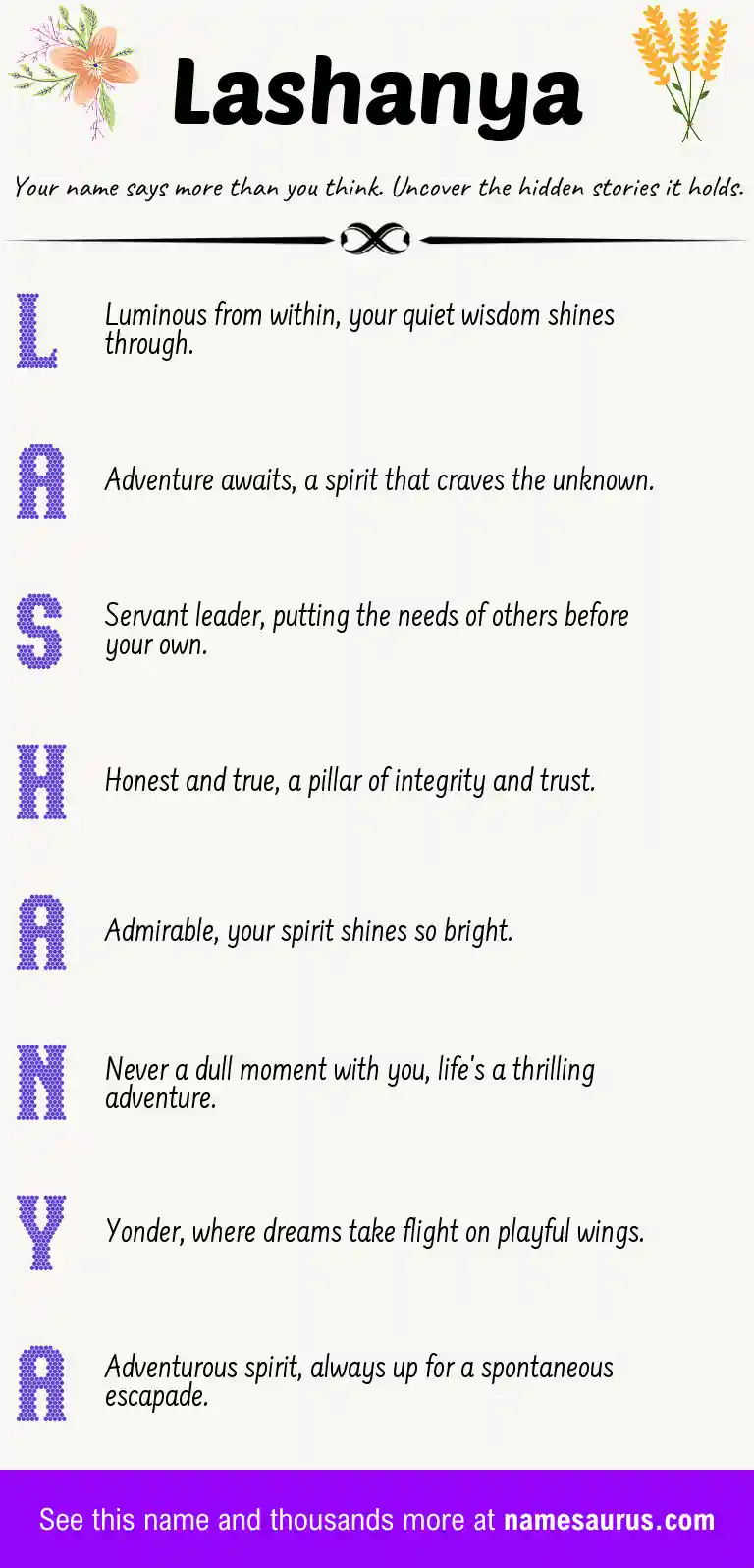 Acrostic poem about Lashanya.