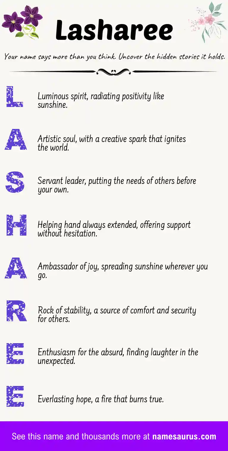 Acrostic poem about Lasharee.