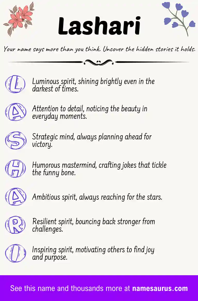 Acrostic poem about Lashari.