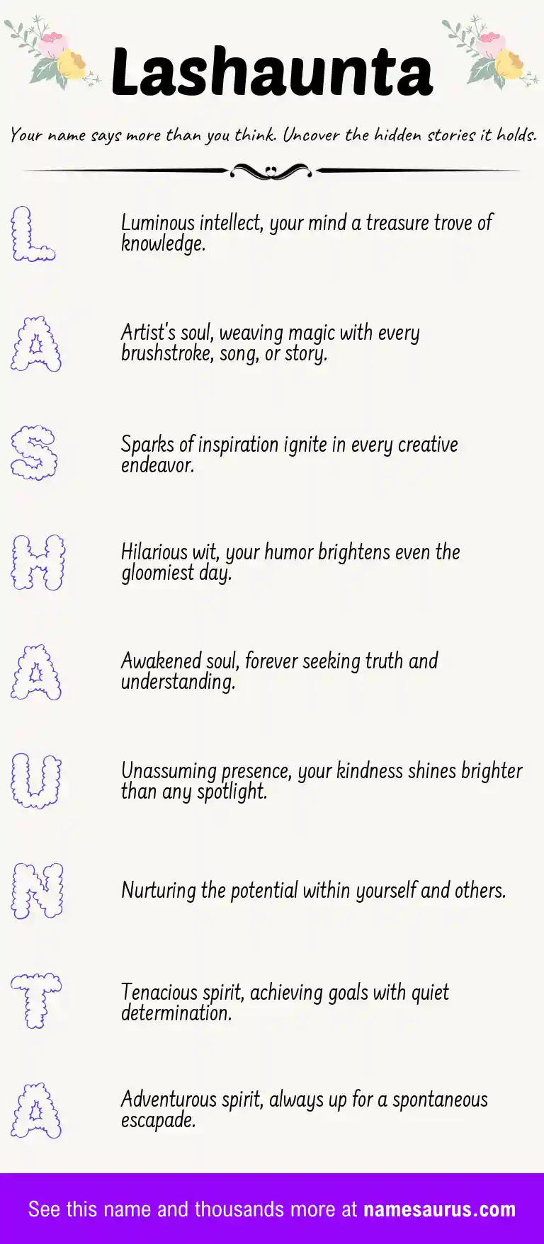 Acrostic poem about Lashaunta.