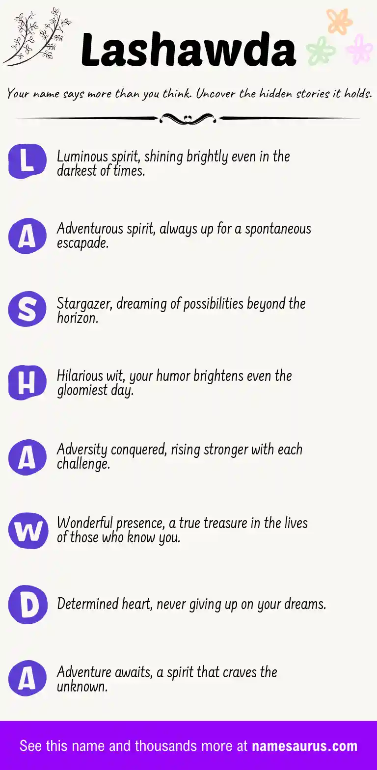 Acrostic poem about Lashawda.
