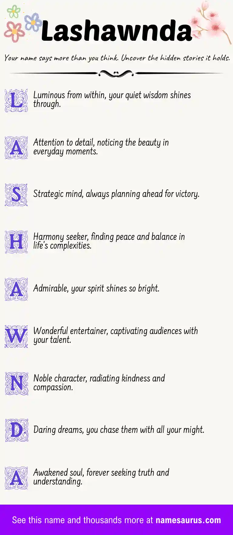 Acrostic poem about Lashawnda.