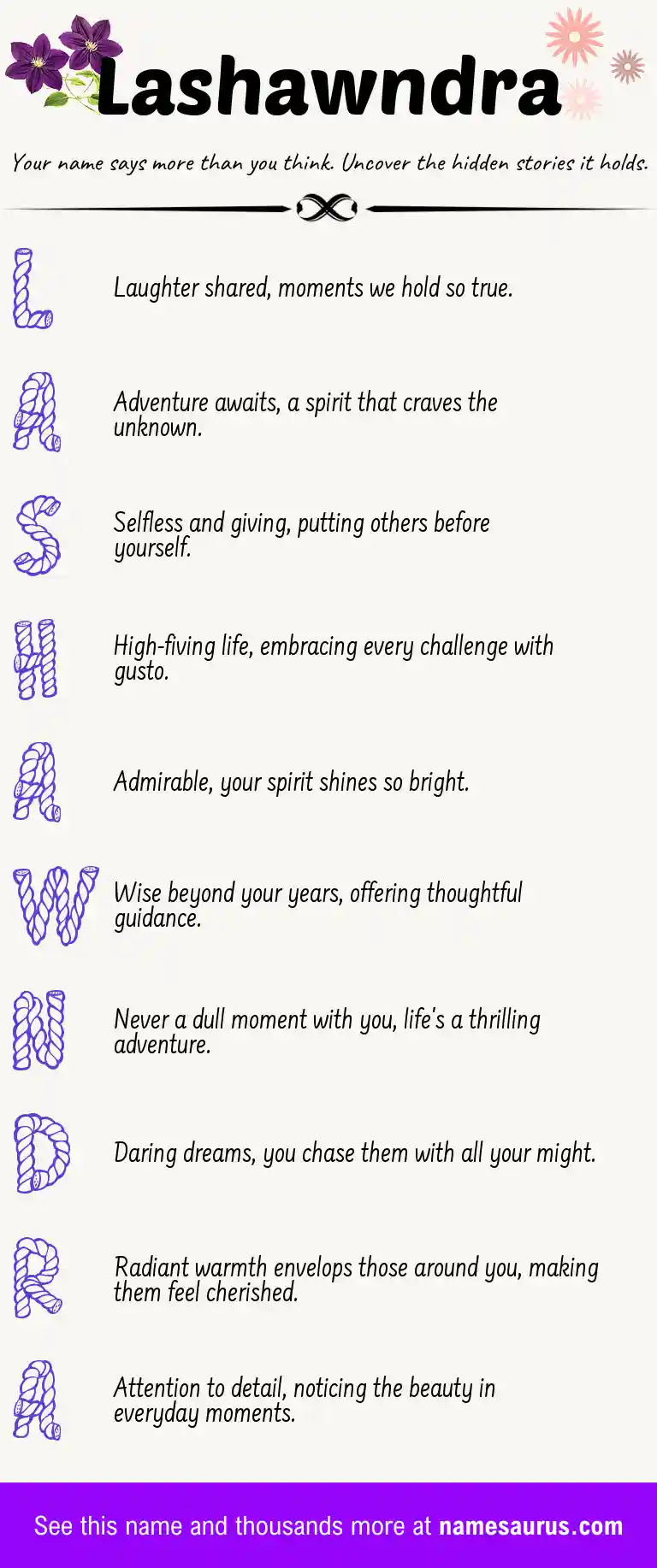 Acrostic poem about Lashawndra.