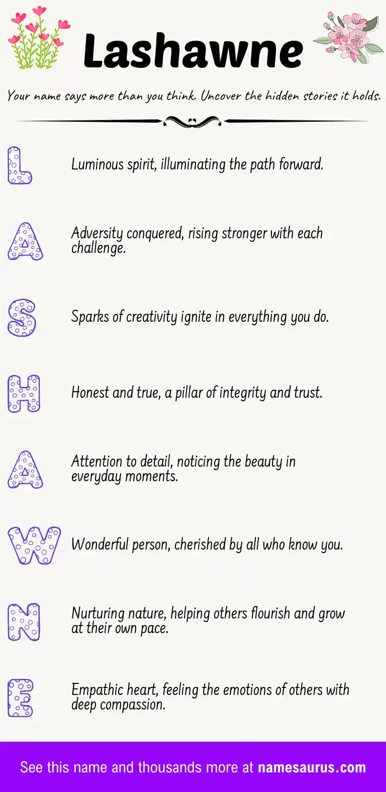 Acrostic poem about Lashawne.