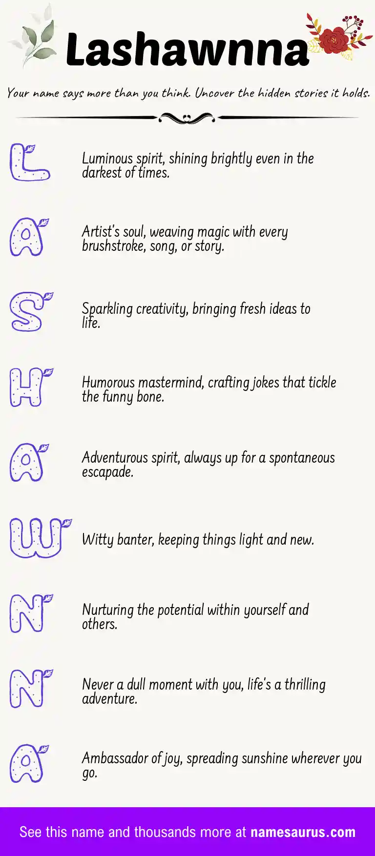 Acrostic poem about Lashawnna.