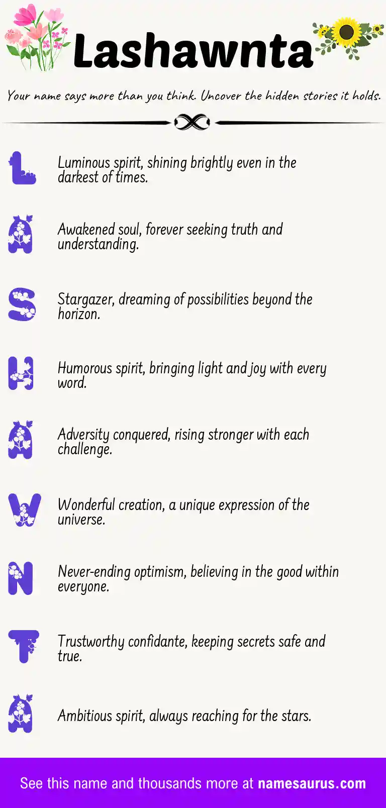 Acrostic poem about Lashawnta.