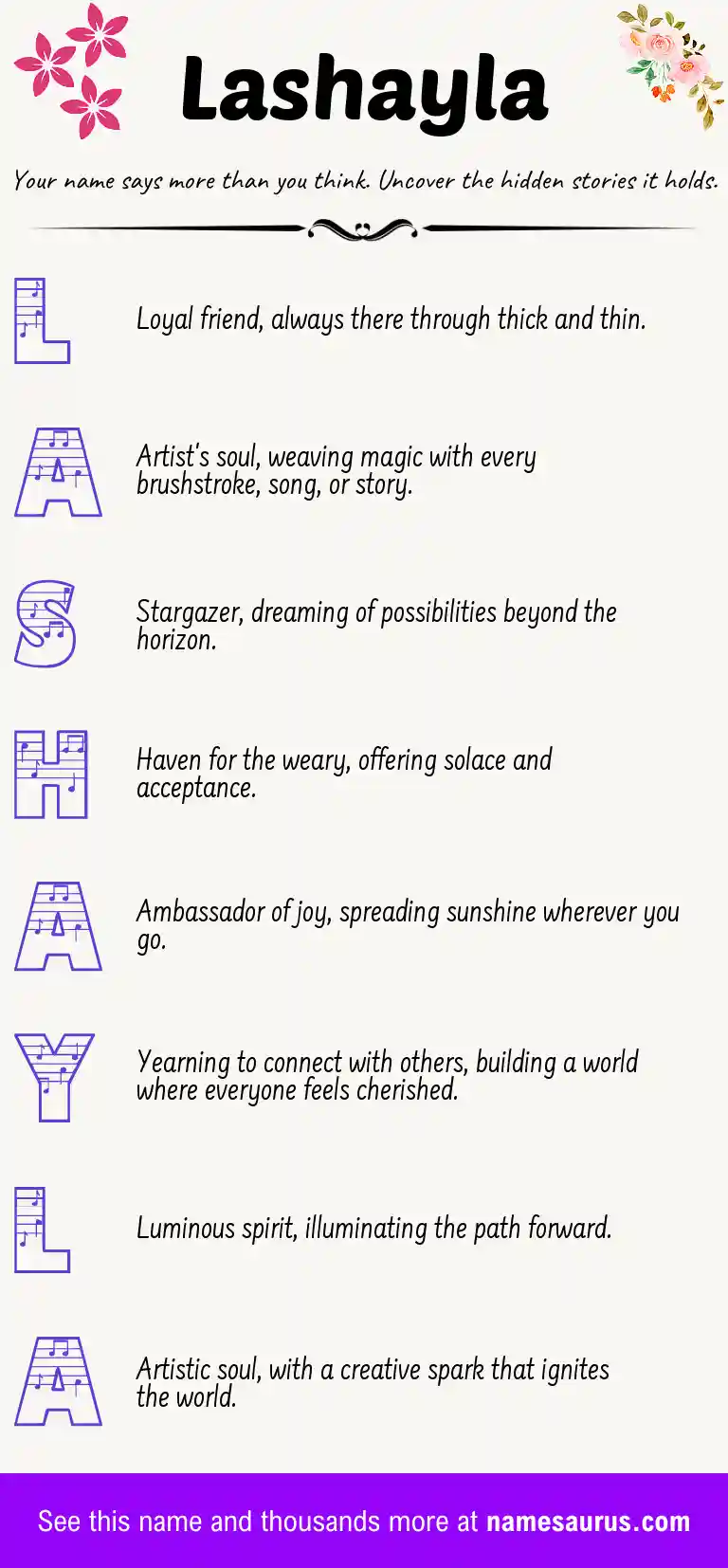 Acrostic poem about Lashayla.
