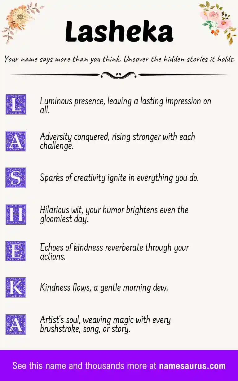 Acrostic poem about Lasheka.