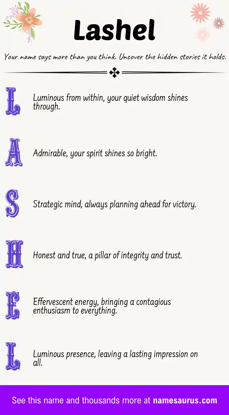 Acrostic poem about Lashel.
