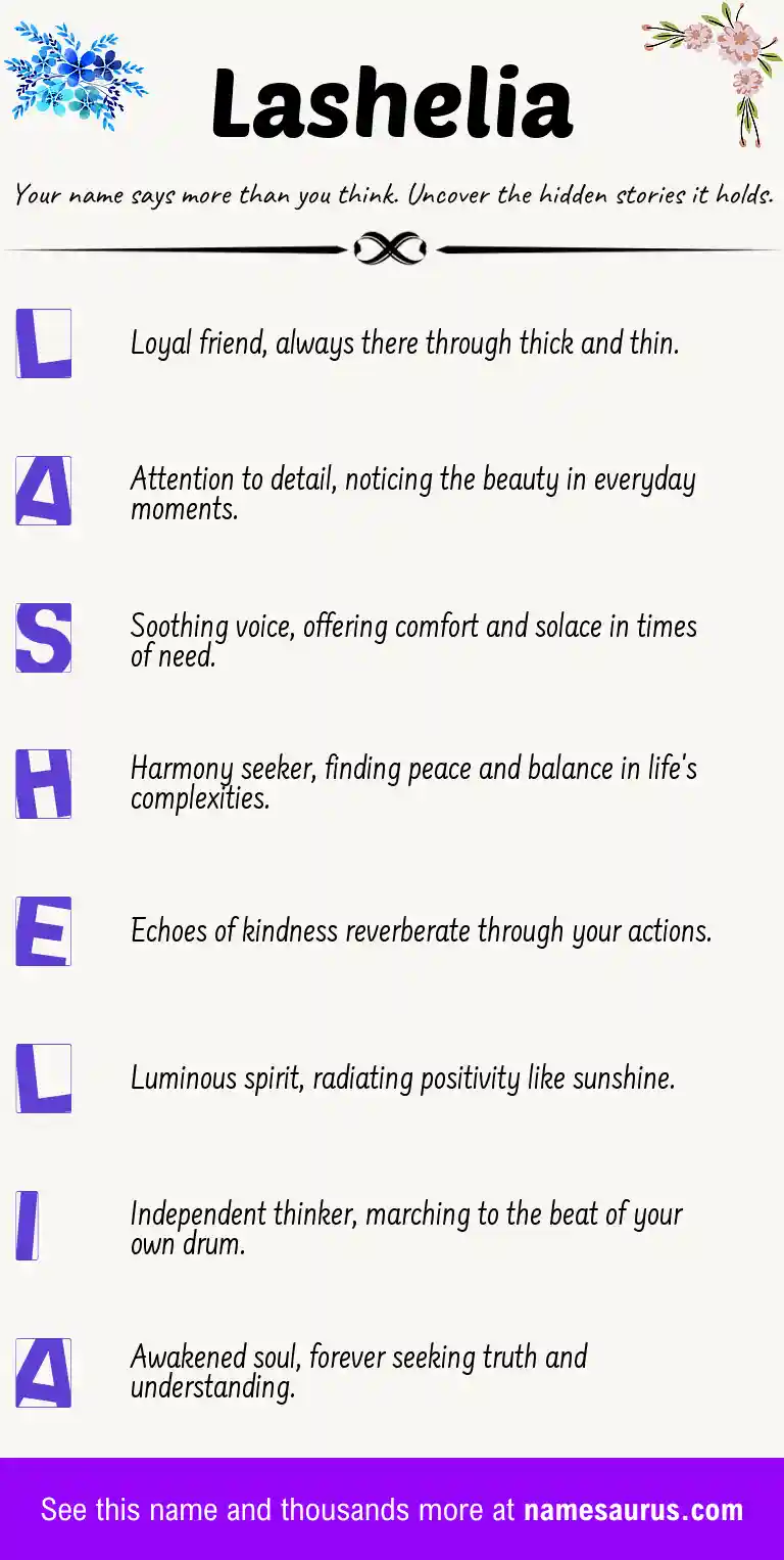 Acrostic poem about Lashelia.