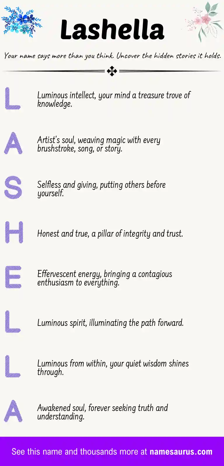 Acrostic poem about Lashella.