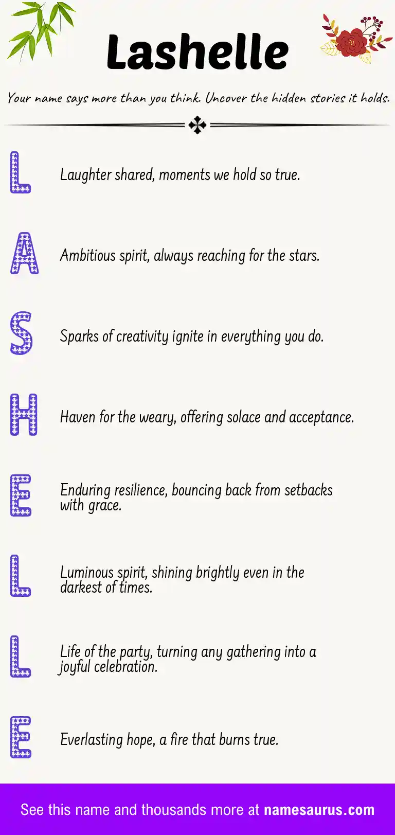 Acrostic poem about Lashelle.
