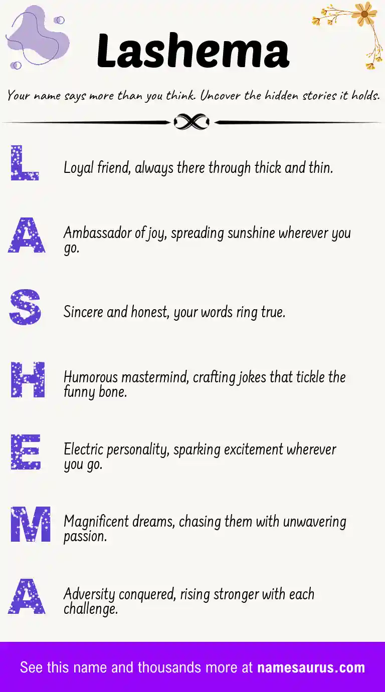Acrostic poem about Lashema.