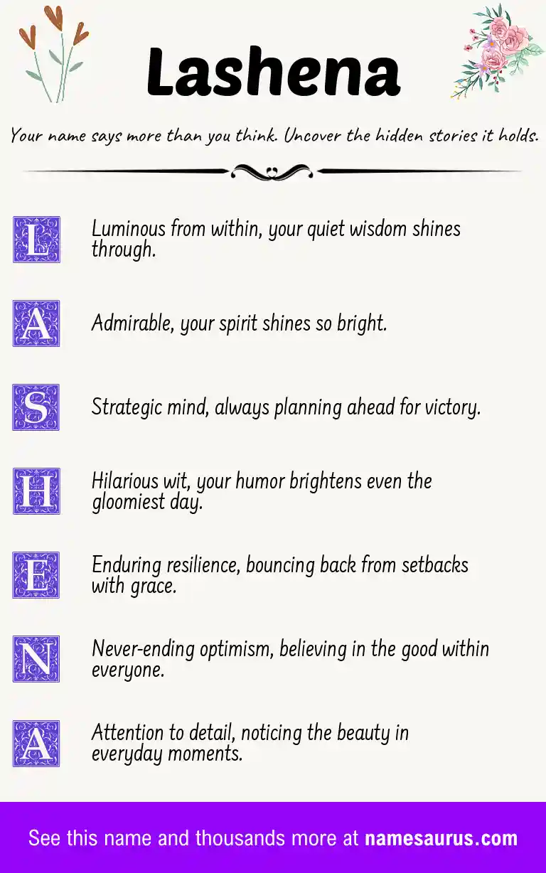 Acrostic poem about Lashena.