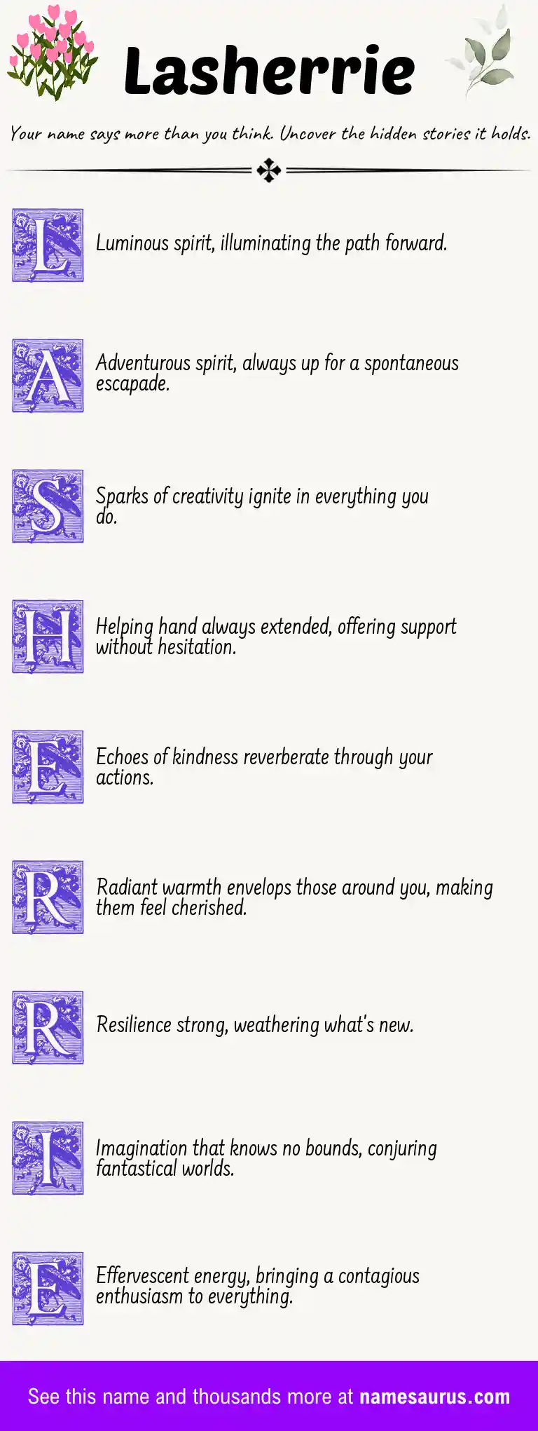 Acrostic poem about Lasherrie.