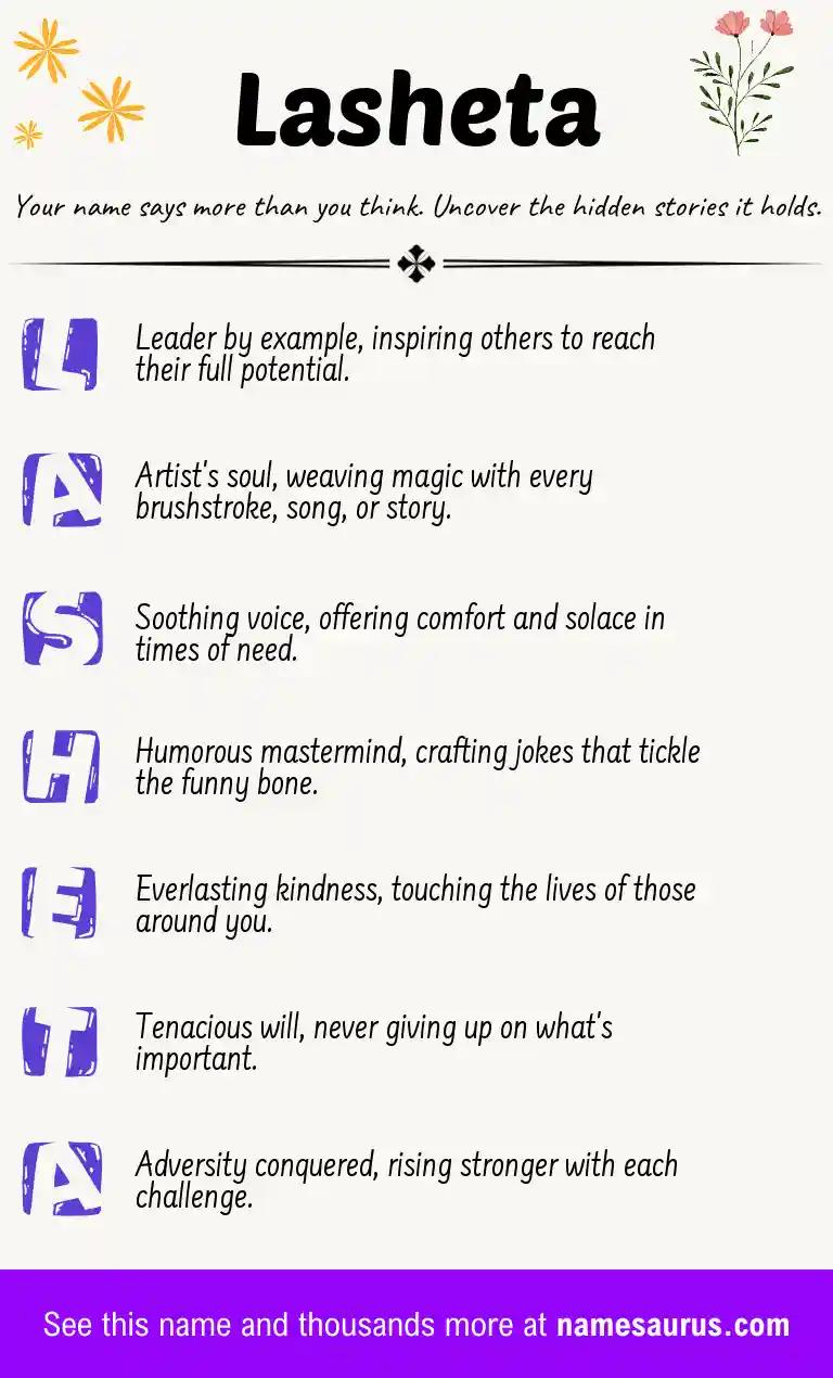 Acrostic poem about Lasheta.