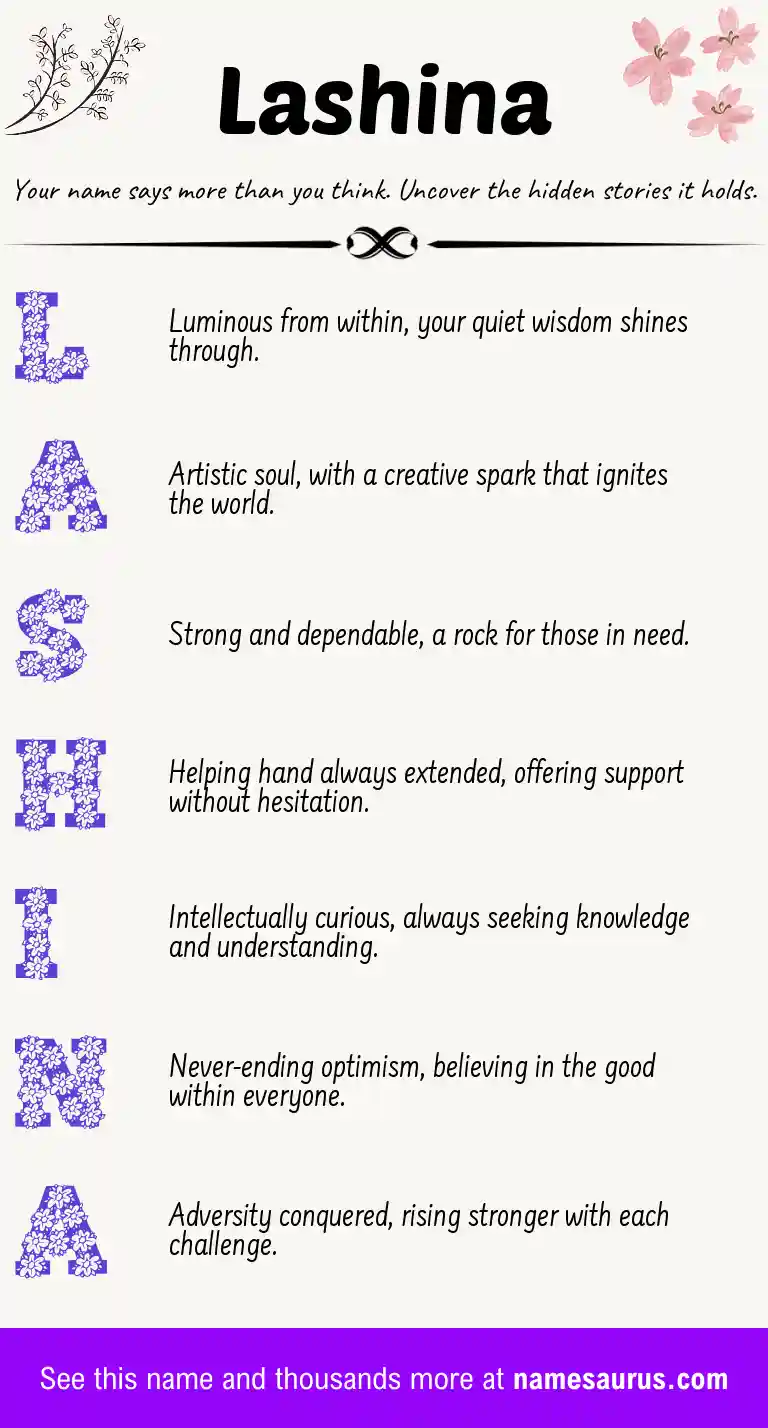 Acrostic poem about Lashina.