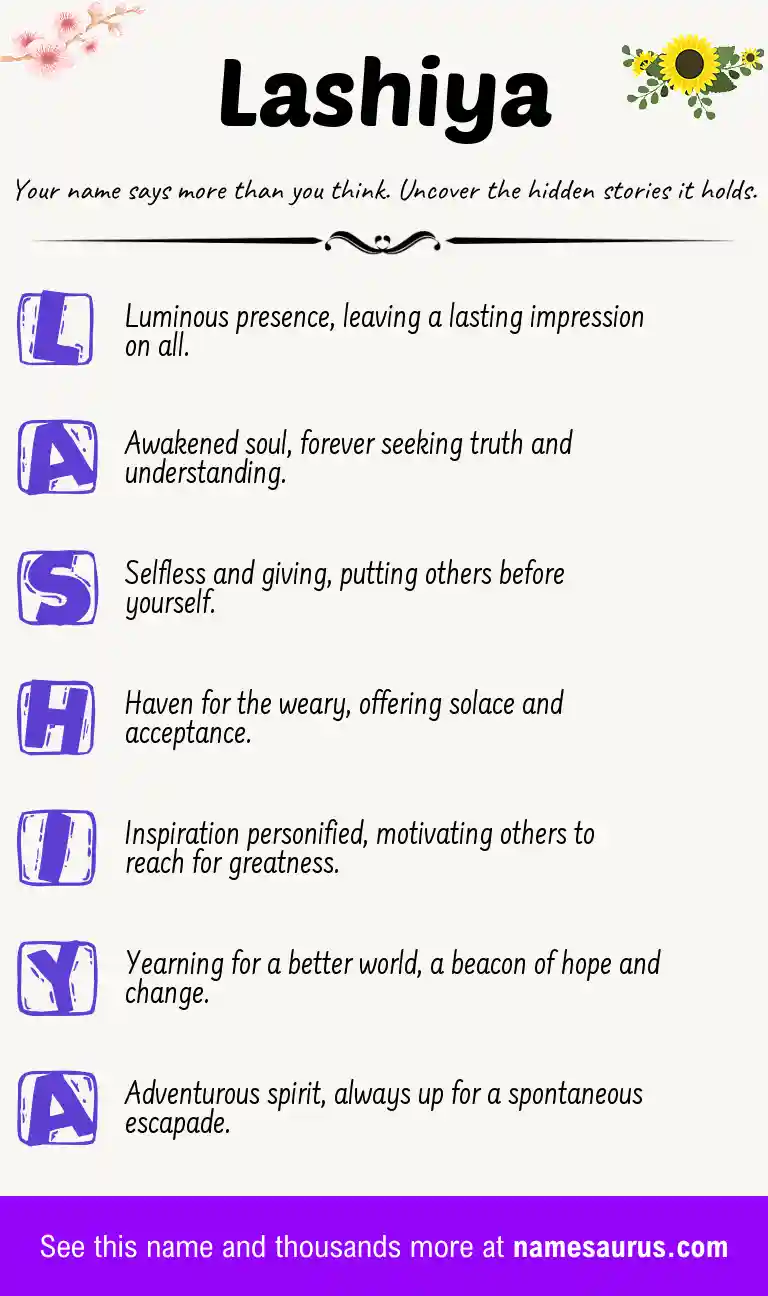 Acrostic poem about Lashiya.