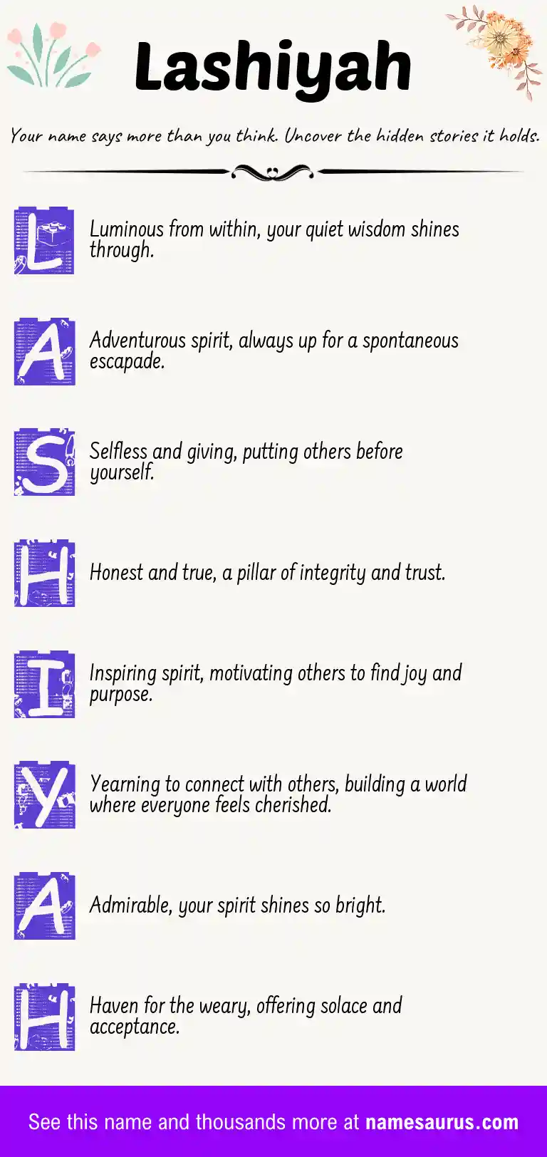 Acrostic poem about Lashiyah.