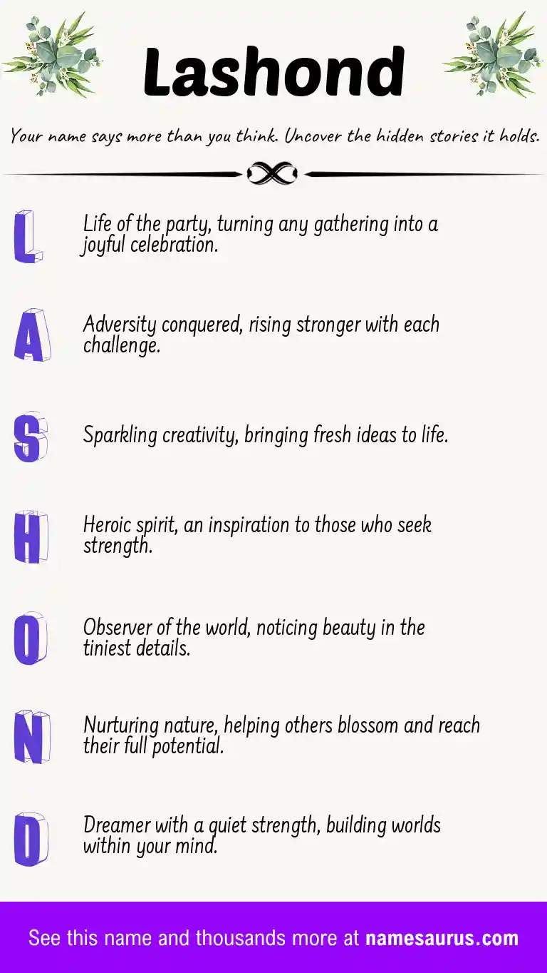 Acrostic poem about Lashond.