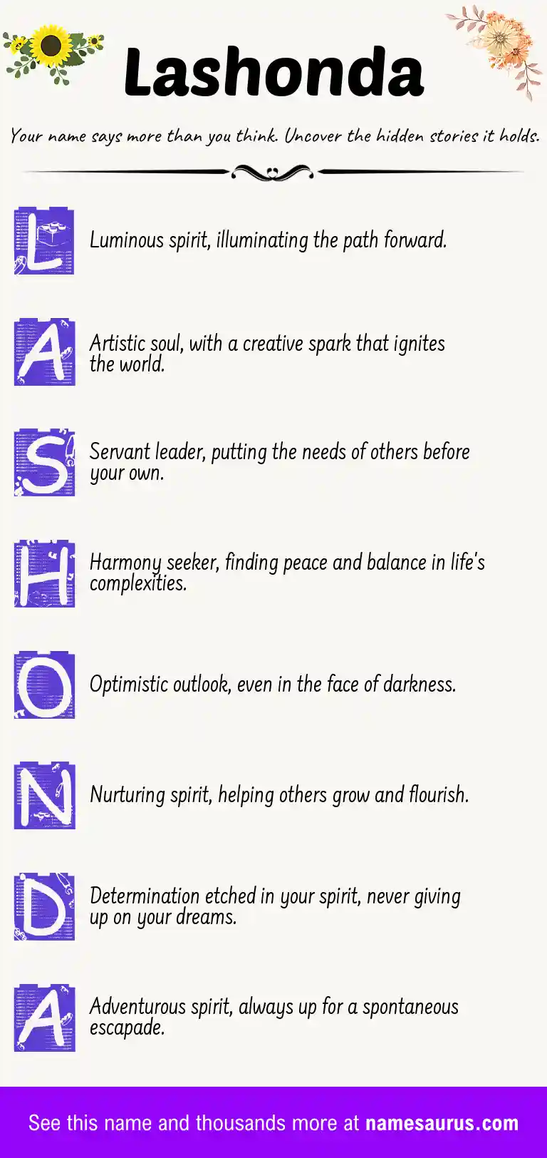Acrostic poem about Lashonda.