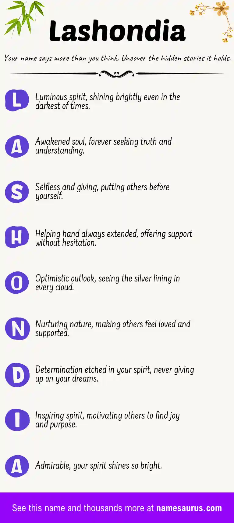 Acrostic poem about Lashondia.