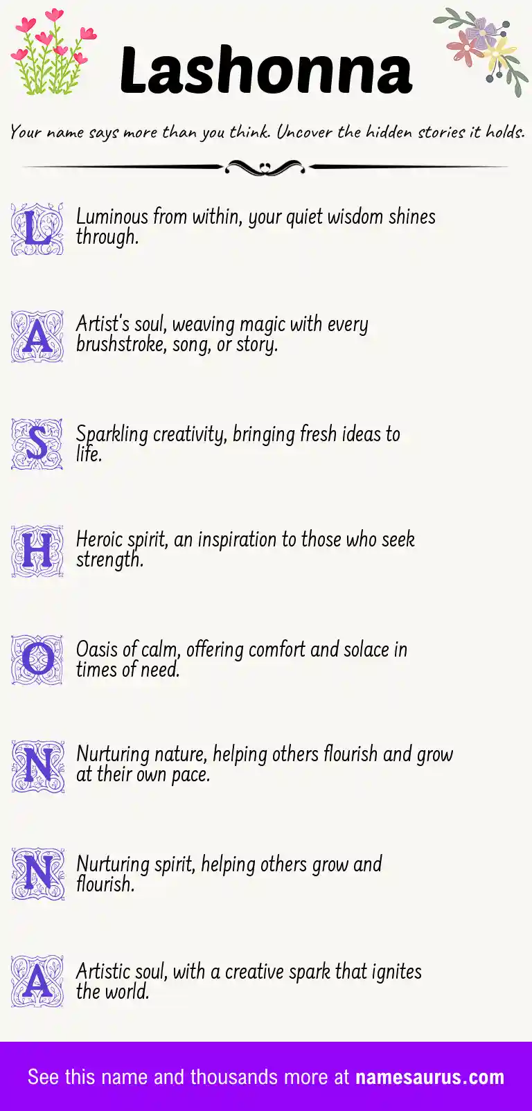 Acrostic poem about Lashonna.