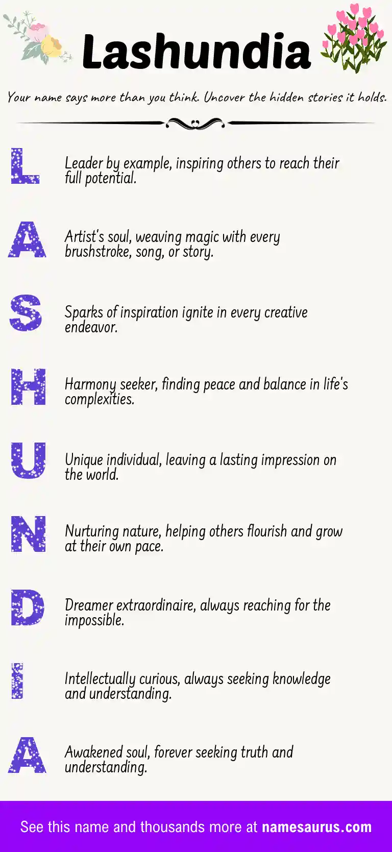 Acrostic poem about Lashundia.