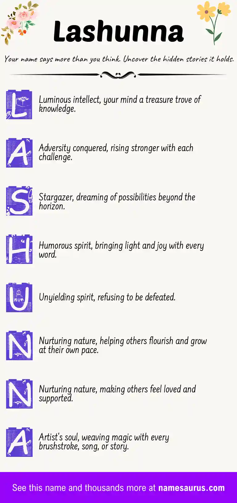 Acrostic poem about Lashunna.