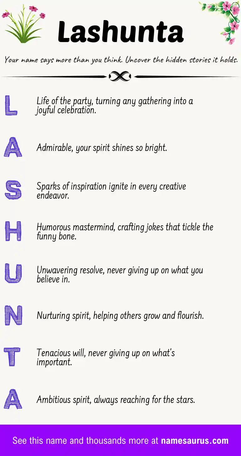 Acrostic poem about Lashunta.