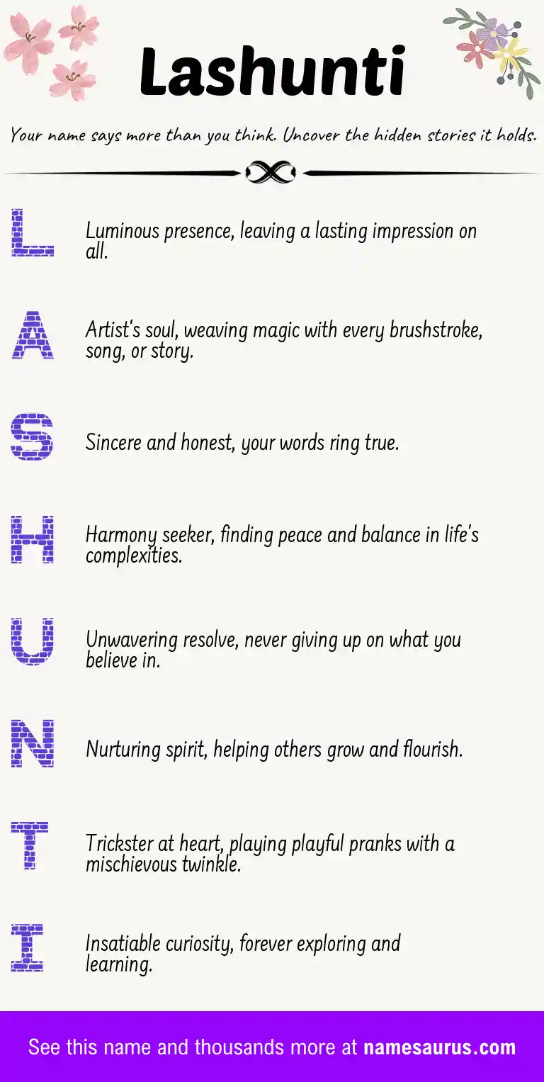 Acrostic poem about Lashunti.
