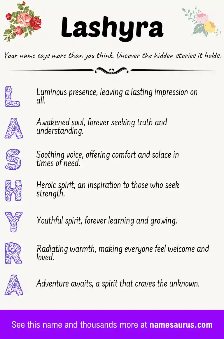 Acrostic poem about Lashyra.
