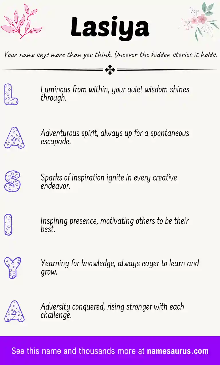Acrostic poem about Lasiya.