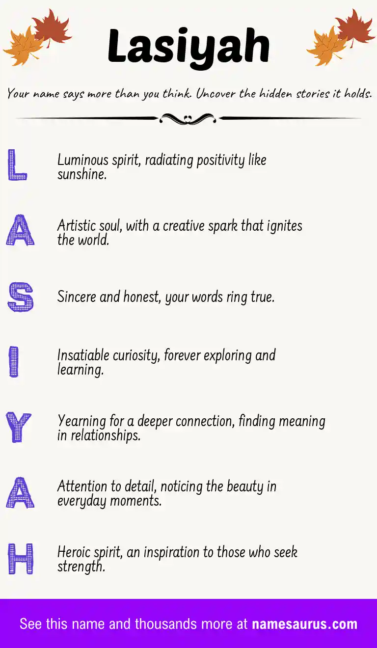 Acrostic poem about Lasiyah.
