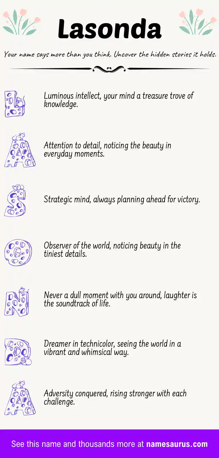 Acrostic poem about Lasonda.