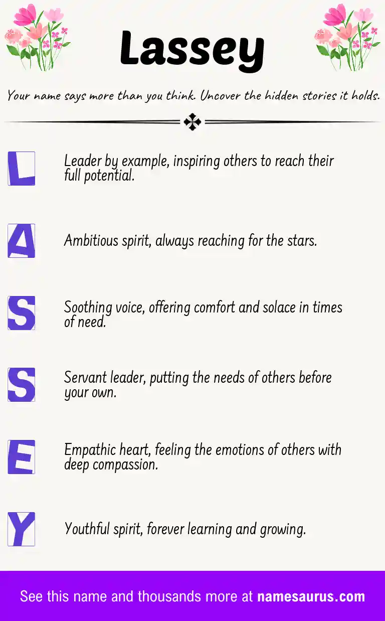 Acrostic poem about Lassey.