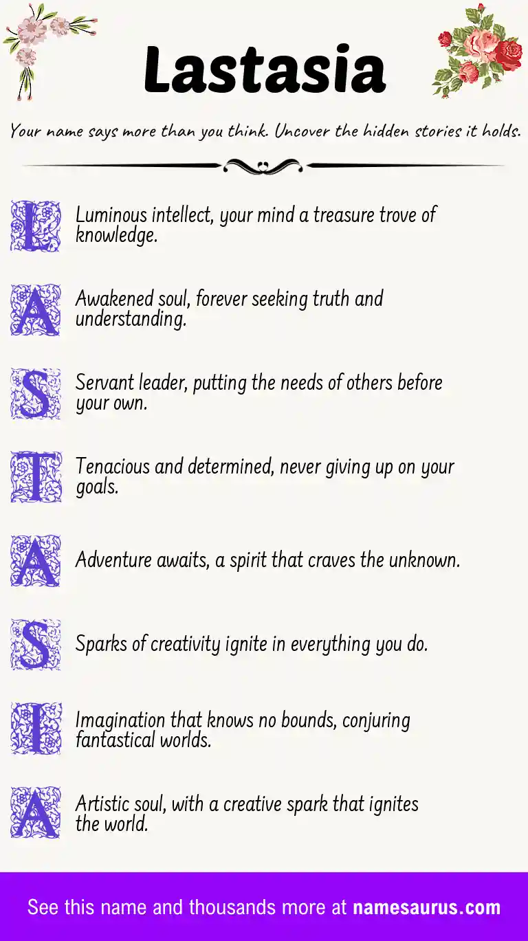 Acrostic poem about Lastasia.