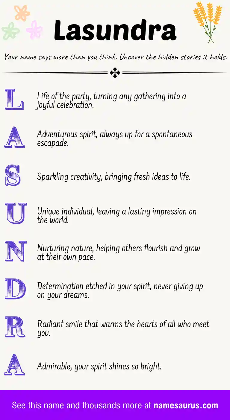 Acrostic poem about Lasundra.
