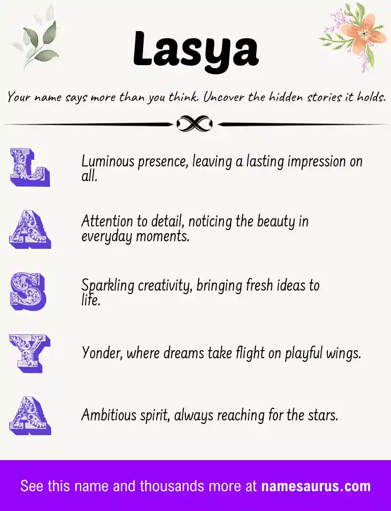 Acrostic poem about Lasya.