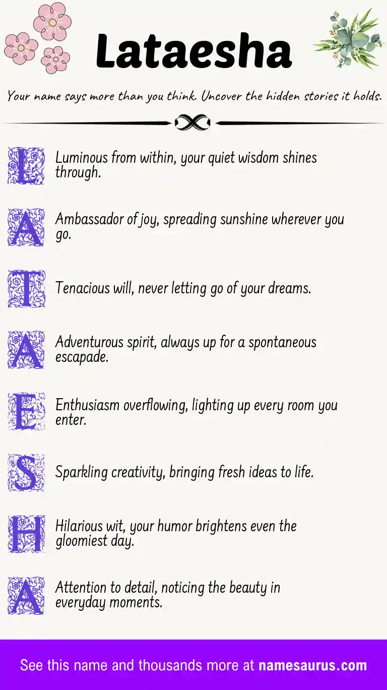 Acrostic poem about Lataesha.