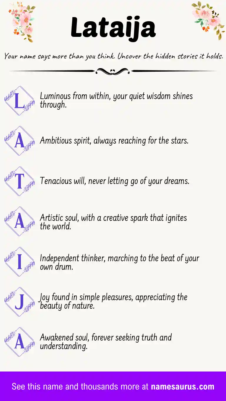 Acrostic poem about Lataija.