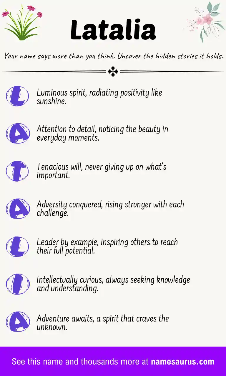 Acrostic poem about Latalia.
