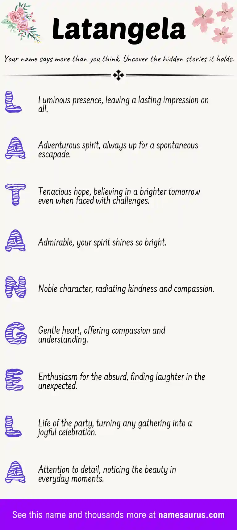 Acrostic poem about Latangela.