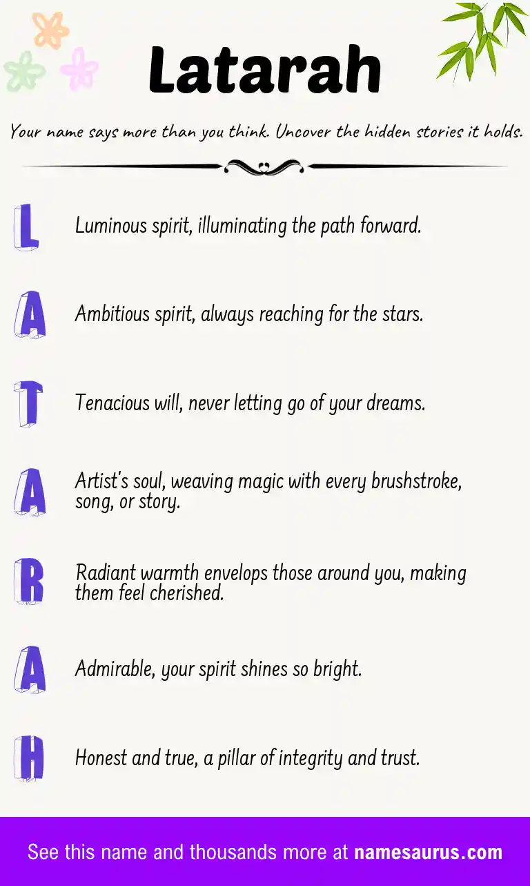 Acrostic poem about Latarah.