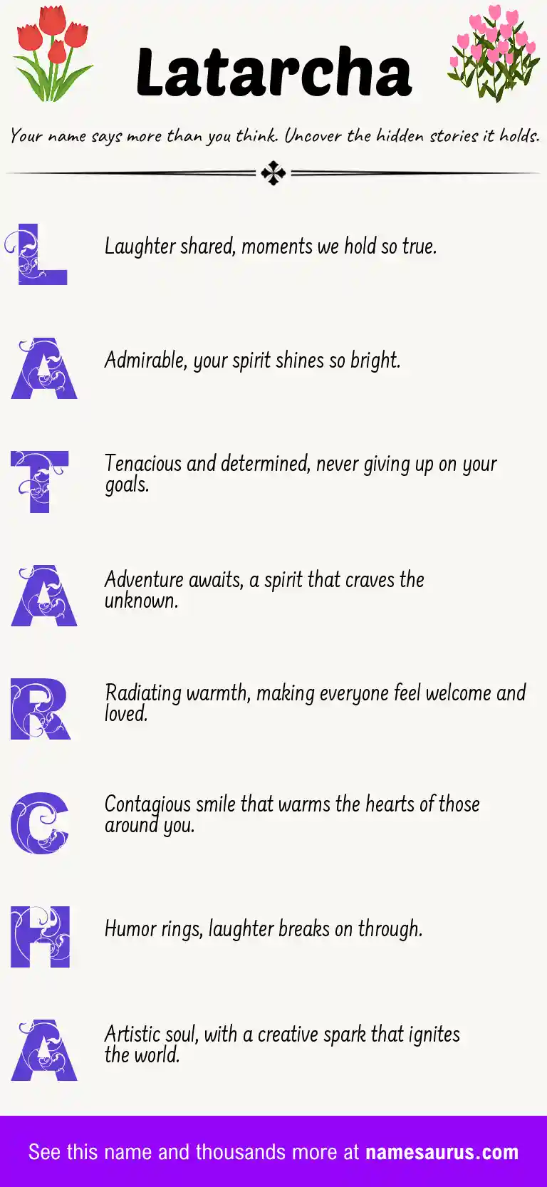 Acrostic poem about Latarcha.