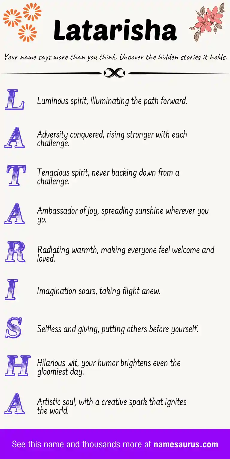 Acrostic poem about Latarisha.