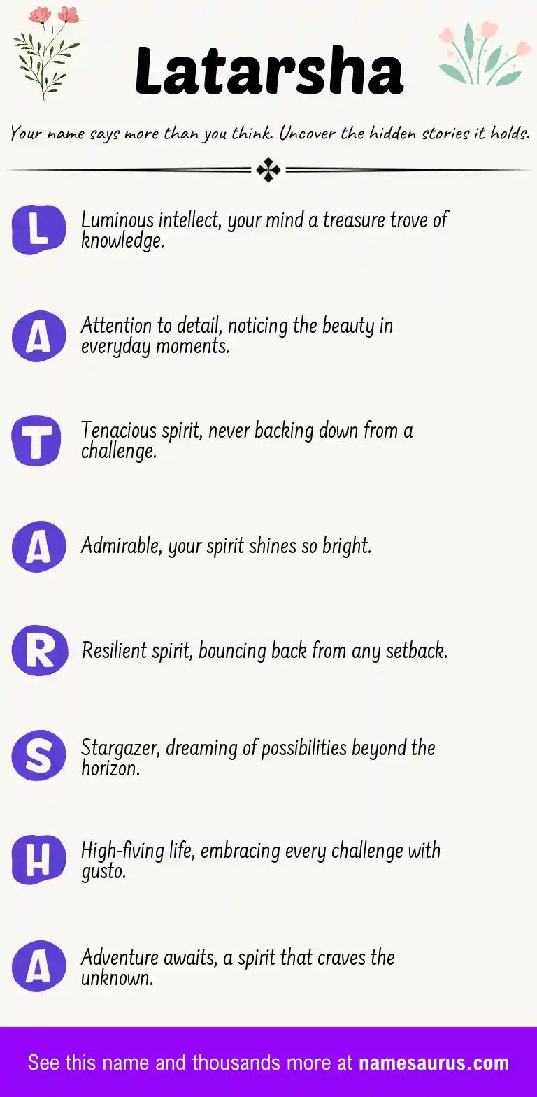 Acrostic poem about Latarsha.