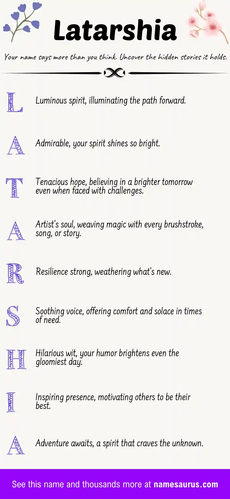 Acrostic poem about Latarshia.