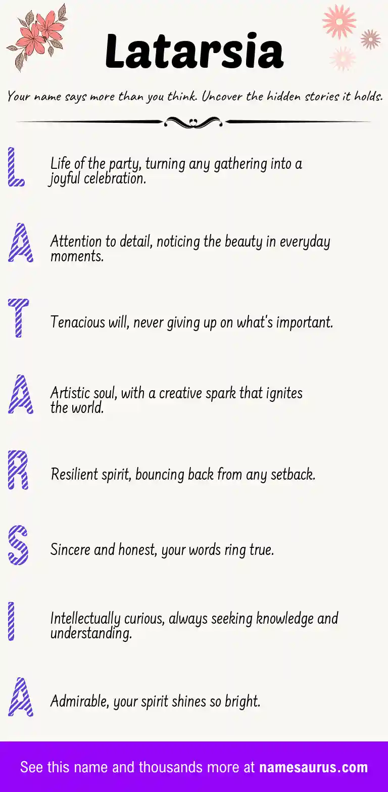 Acrostic poem about Latarsia.